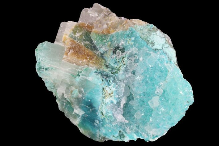 Quartz on Chrysocolla & Calcite - Peru #98113